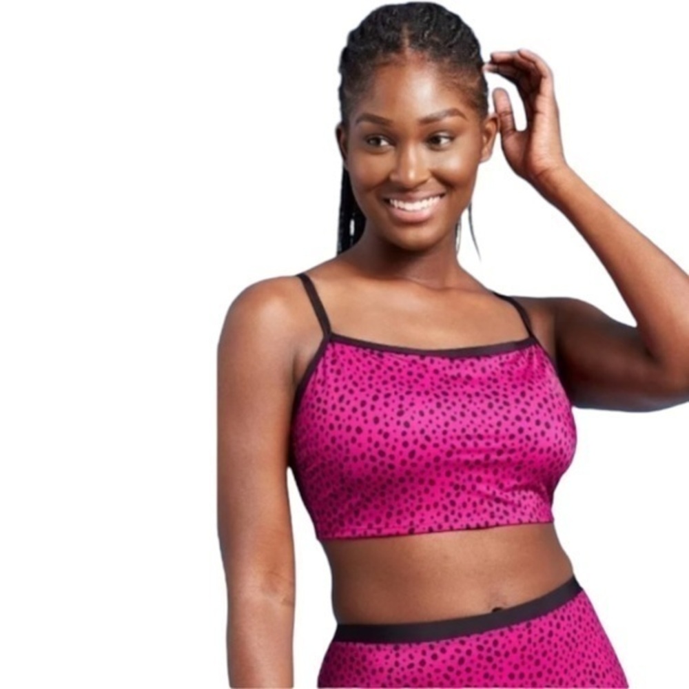 All In Motion Cranberry Dot Swim Bikini Top | M